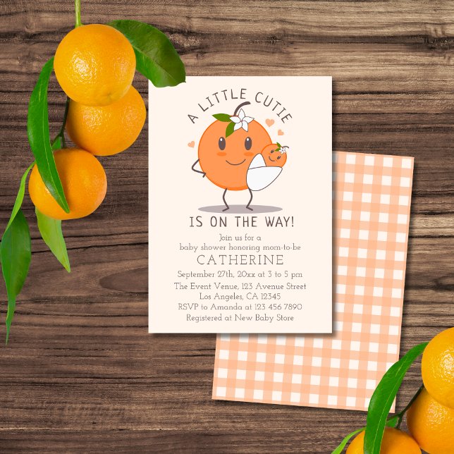 Little Cutie On the way | Cute Orange Baby Shower  Invitation (Creator Uploaded)
