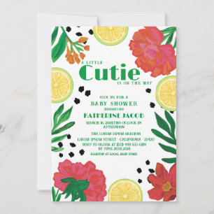 Little cutie on the way Lemon citrus baby shower I Invitation