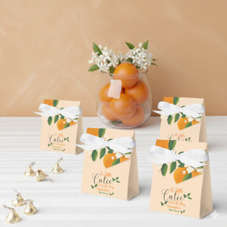 Little Cutie On The Way Orange Baby Shower Favor Box