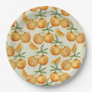 Little Cutie On The Way Orange Citrus Baby Shower  Paper Plate