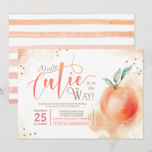 Little Cutie On The Way Peach Baby Shower Invitation