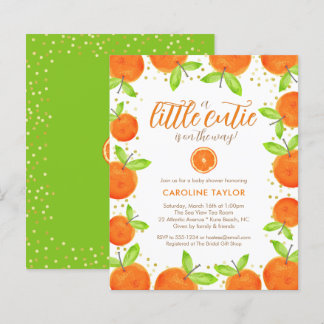 Little Cutie on Way Orange Baby Shower Invitation