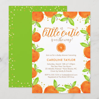 Little Cutie on Way Orange Clementine Baby Shower Invitation