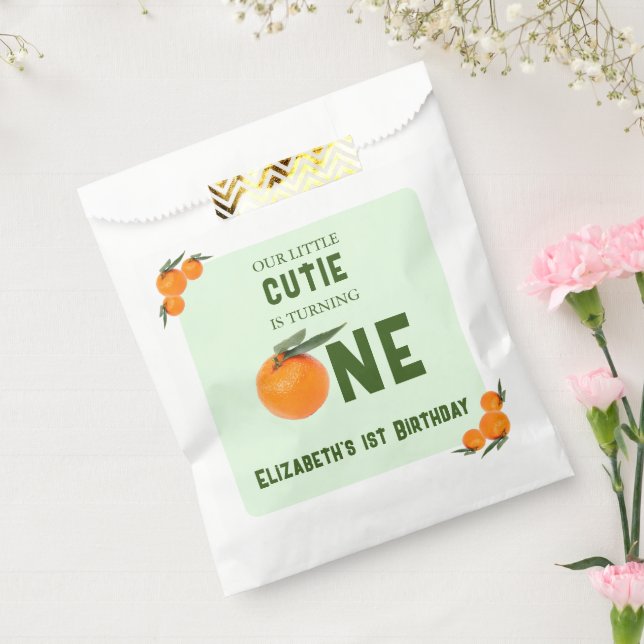 Little Cutie Orange 1st Birthday Favour Bag (Sealed)