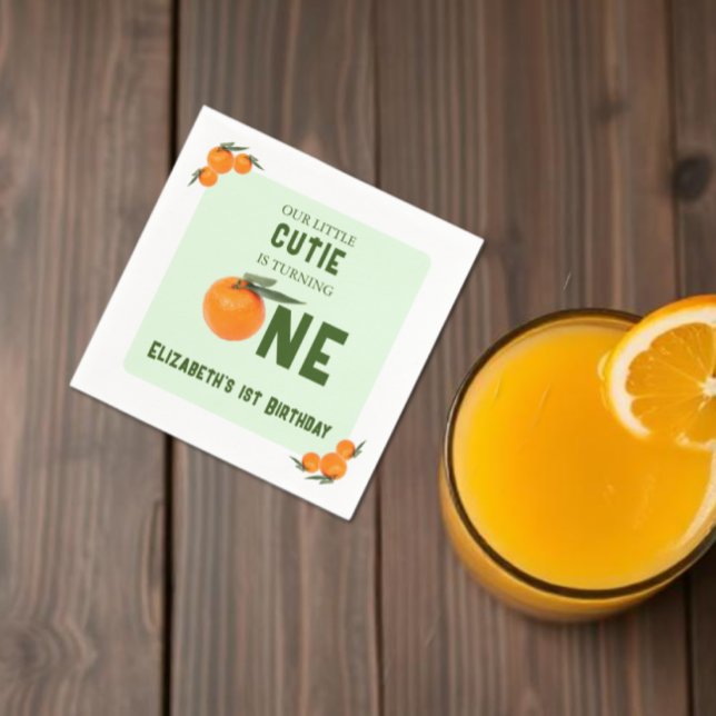 Little Cutie Orange 1st Birthday Napkin (Creator Uploaded)