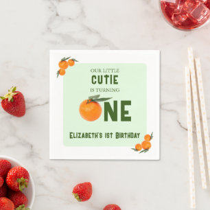 Little Cutie Orange 1st Birthday Napkin