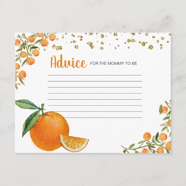 Little Cutie Orange Advice Card (Front)