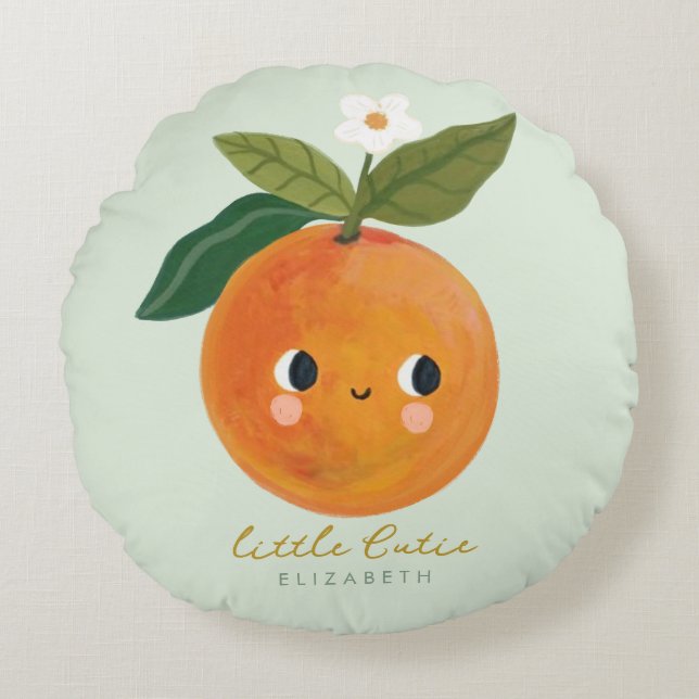 Little Cutie Orange Baby Round Pillow (Front)