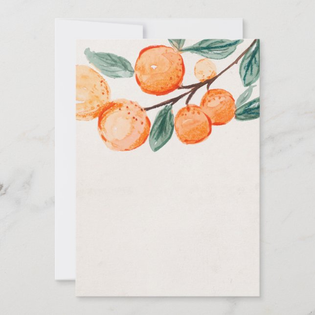 Little cutie orange baby shower blank invitation (Front)