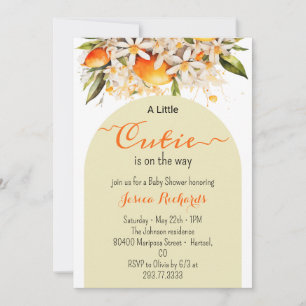 Little Cutie Orange Baby Shower Citrus Tangerines Invitation
