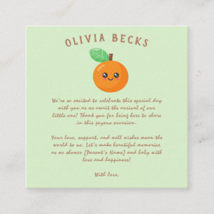 Little Cutie Orange Baby Shower  Enclosure Card