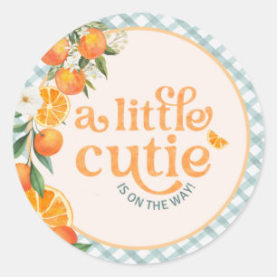 Little Cutie Orange Baby Shower Favour Stickers