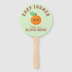 Little Cutie Orange Baby Shower  Hand Fan