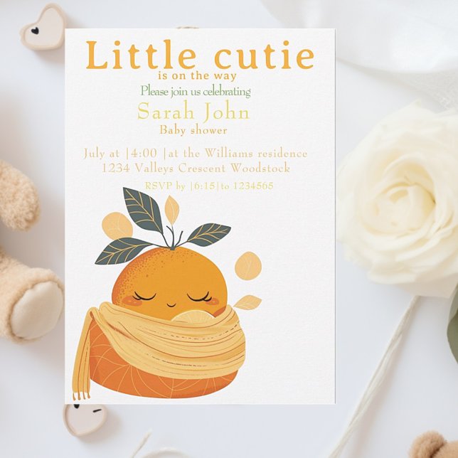Little cutie orange Baby shower  Invitation (Creator Uploaded)