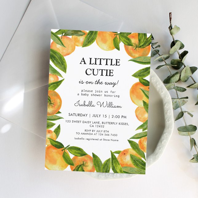 Little Cutie Orange Baby Shower Invitation (Creator Uploaded)