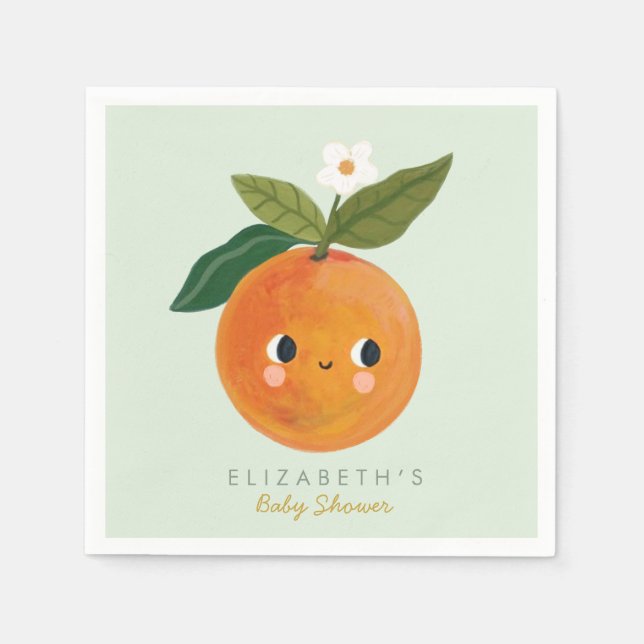 Little Cutie Orange Baby Shower  Napkin (Front)