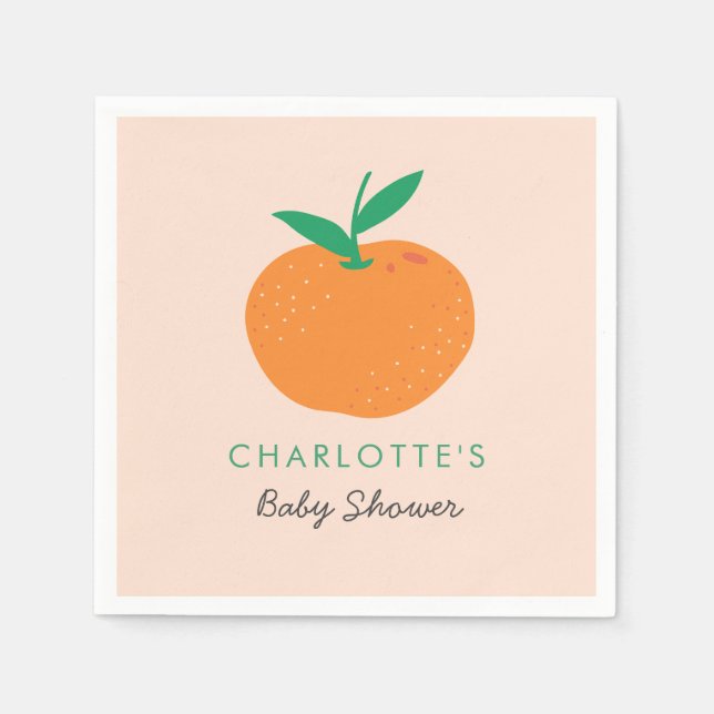 Little Cutie Orange Baby Shower Napkins (Front)