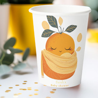 Little cutie orange Baby shower  Paper Cups
