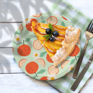 Little Cutie Orange Baby Shower Paper Plate