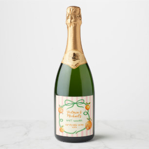 Little Cutie Orange Baby Shower Sparkling Wine Label