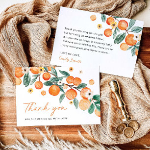 Little Cutie Orange Baby Shower Thank You Card