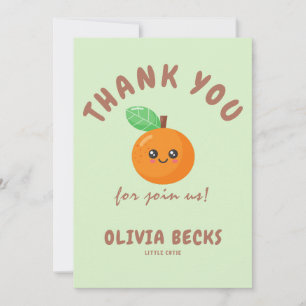 Little Cutie Orange Baby Shower  Thank You Card