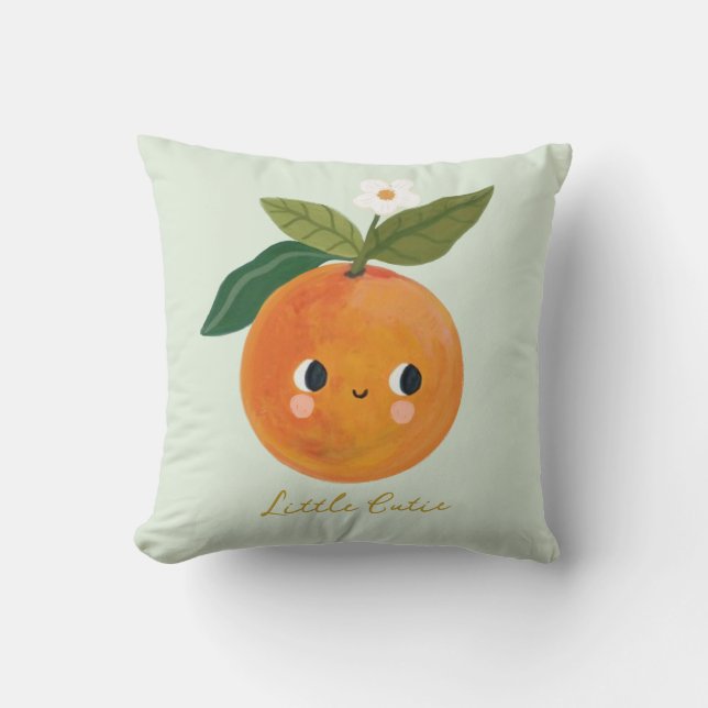 Little Cutie Orange Baby Throw Pillow (Front)