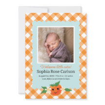 Little Cutie Orange Birth Announcement