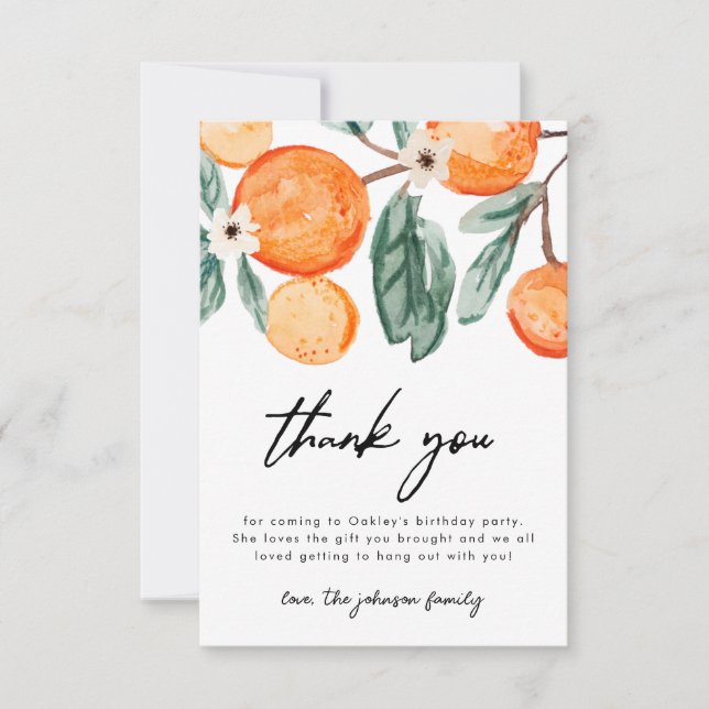 Little Cutie Orange Carte de remerciements d'anniv (Devant)