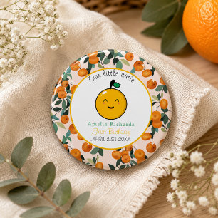 Little Cutie Orange Citrus 1st Birthday 1 Inch Round Button