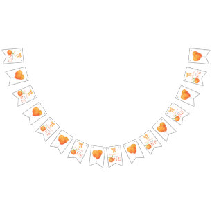 Little Cutie Orange Citrus 1st Birthday Bunting Flags