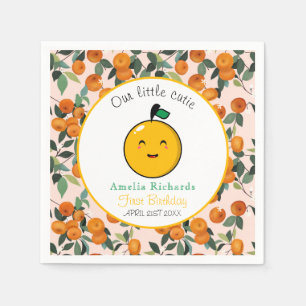 Little Cutie Orange Citrus 1st Birthday Napkin