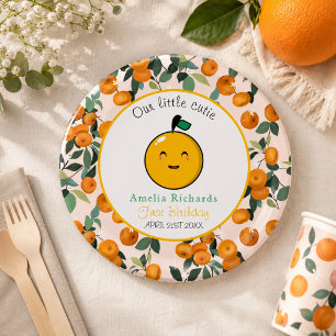  Little Cutie Orange Citrus 1st Birthday  Paper Plate