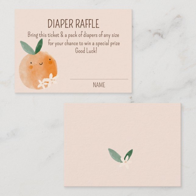 Little Cutie Orange Citrus Baby Shower Diaper Enclosure Card (Front/Back)