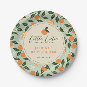 Little Cutie Orange Citrus Baby Shower Paper Plate