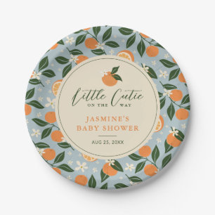Little Cutie Orange Citrus Baby Shower Paper Plate