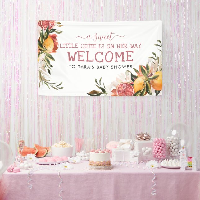 Little Cutie | Orange Citrus Botanical Baby Shower Banner (Party)