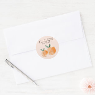 Little Cutie Orange Citrus Botanical Baby Shower Classic Round Sticker