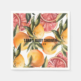 Little Cutie   Orange Citrus Botanical Baby Shower Napkin