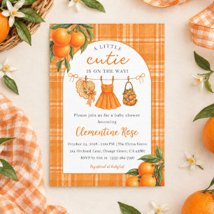 Little Cutie Orange Citrus Clothesline Baby Shower Invitation