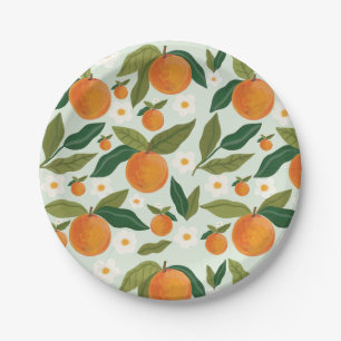Little Cutie Orange Citrus  First Birthday Paper Plate