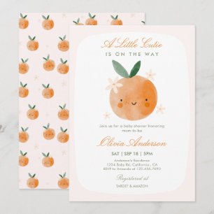 Little Cutie, Orange Citrus Girl Baby Shower  Invitation