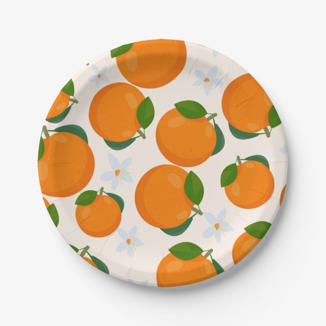 Little Cutie Orange Citrus Paper Plates (Front)