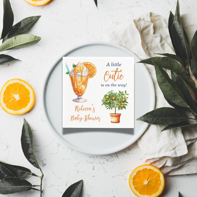 Little Cutie Orange Citrus Summer Baby Shower Napkin (Creator Uploaded)