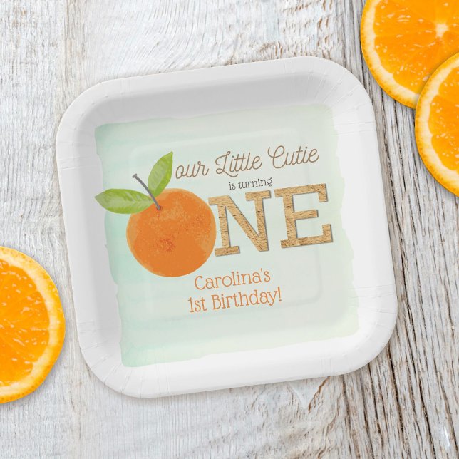 Little Cutie Orange Clementine 1st Birthday Paper Plate (Creator Uploaded)