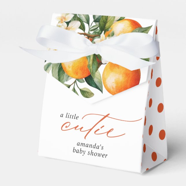 Little Cutie Orange Clementine Baby Shower Favour Favor Box (Front Side)