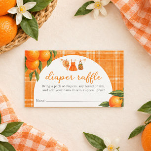 Little Cutie Orange Clothesline Diaper Raffle  Enclosure Card