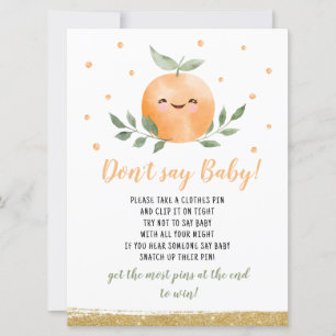 Little Cutie Orange Don't Say Baby Game Invitation