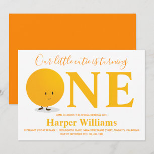 Little Cutie Orange First Birthday Invitation