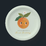 Little Cutie Orange First Birthday Paper Plate<br><div class="desc">Little Cutie Orange First Birthday Birthday plate</div>